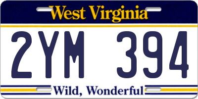 WV license plate 2YM394