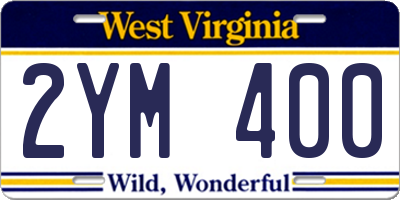 WV license plate 2YM400