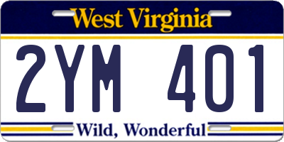 WV license plate 2YM401