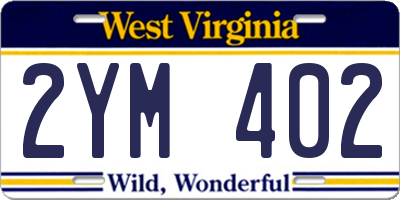 WV license plate 2YM402