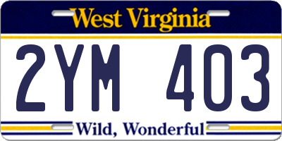 WV license plate 2YM403
