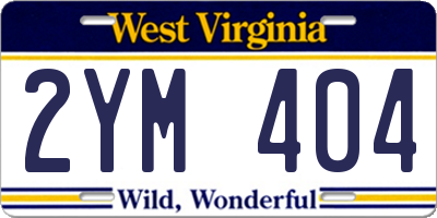 WV license plate 2YM404