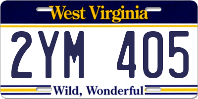 WV license plate 2YM405