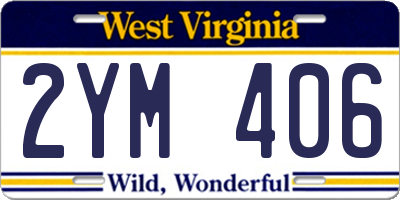 WV license plate 2YM406