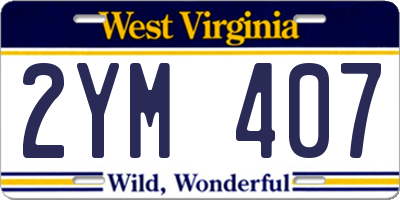 WV license plate 2YM407