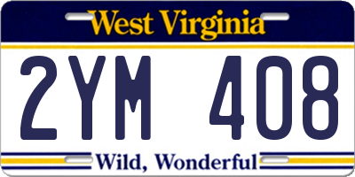 WV license plate 2YM408