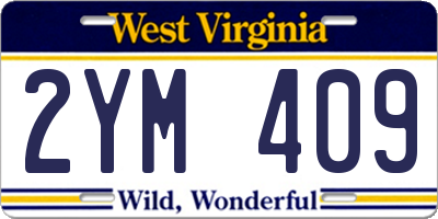 WV license plate 2YM409