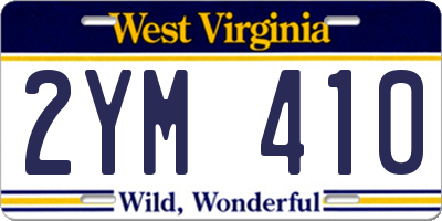 WV license plate 2YM410