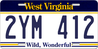 WV license plate 2YM412