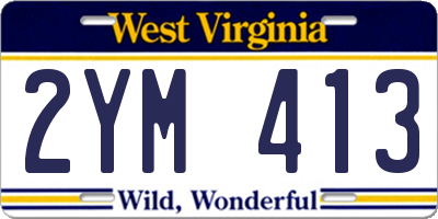 WV license plate 2YM413