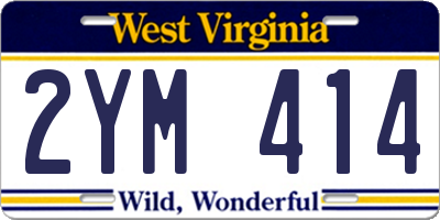 WV license plate 2YM414