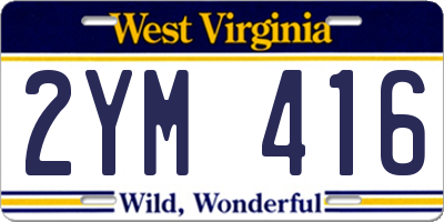 WV license plate 2YM416