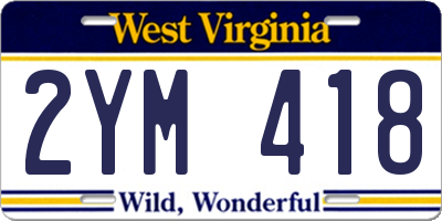 WV license plate 2YM418