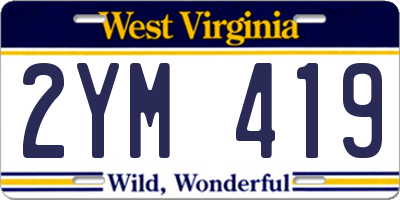 WV license plate 2YM419