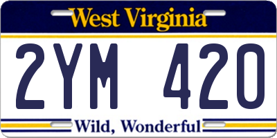 WV license plate 2YM420