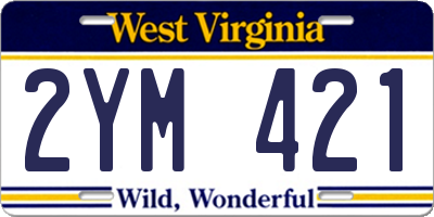 WV license plate 2YM421