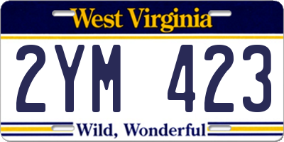 WV license plate 2YM423