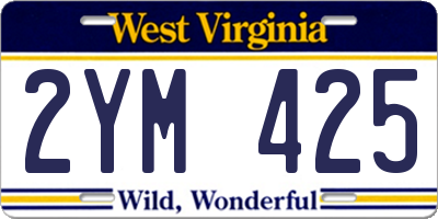 WV license plate 2YM425
