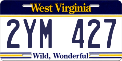WV license plate 2YM427