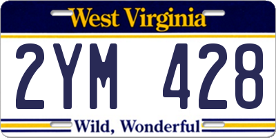 WV license plate 2YM428