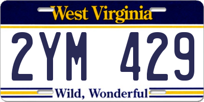 WV license plate 2YM429