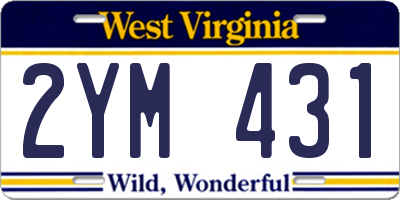 WV license plate 2YM431