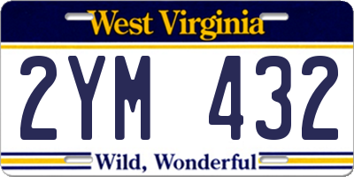 WV license plate 2YM432