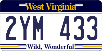 WV license plate 2YM433