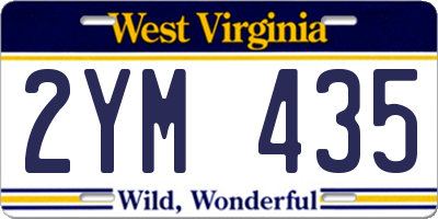 WV license plate 2YM435