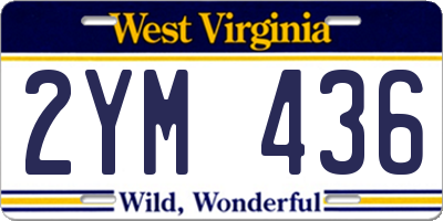 WV license plate 2YM436