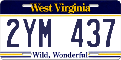 WV license plate 2YM437