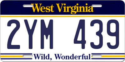 WV license plate 2YM439