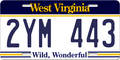 WV license plate 2YM443