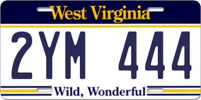 WV license plate 2YM444