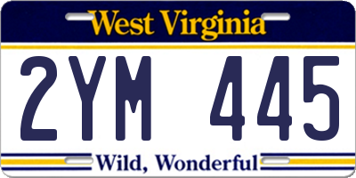 WV license plate 2YM445