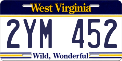 WV license plate 2YM452
