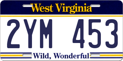 WV license plate 2YM453