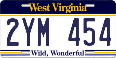 WV license plate 2YM454