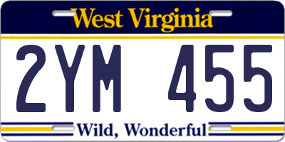 WV license plate 2YM455