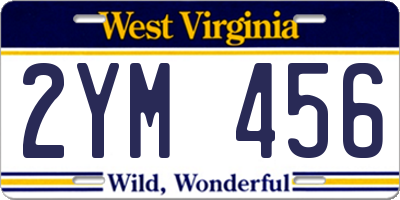 WV license plate 2YM456