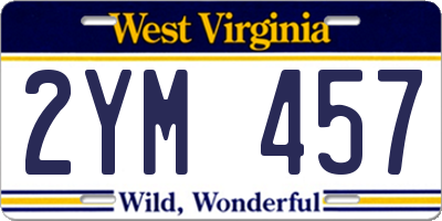WV license plate 2YM457