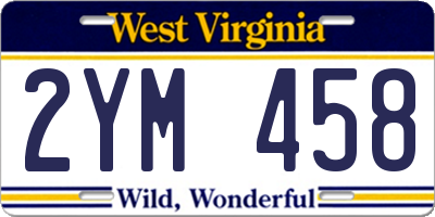 WV license plate 2YM458