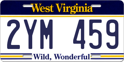 WV license plate 2YM459