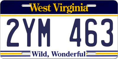 WV license plate 2YM463