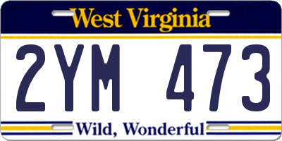 WV license plate 2YM473