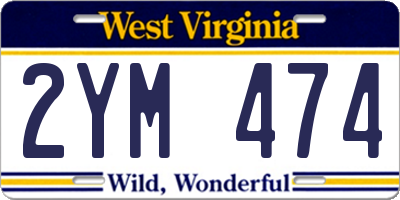 WV license plate 2YM474