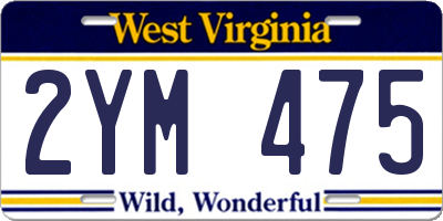 WV license plate 2YM475