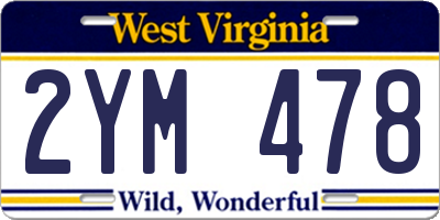 WV license plate 2YM478