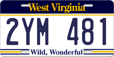 WV license plate 2YM481