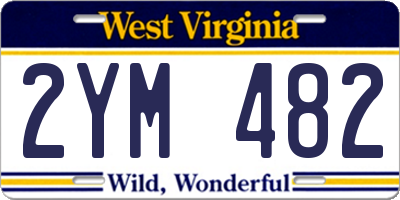 WV license plate 2YM482